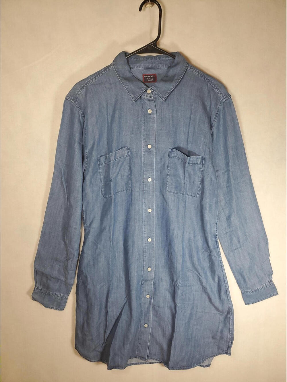 Untuckit Maraska Women’s Long Sleeve Button Down Shirt Dress Blue Tangle Sz 10